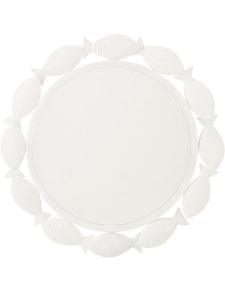 MIROIR MURAL POISSON FER BLANC (76x2,5x75,5cm) 