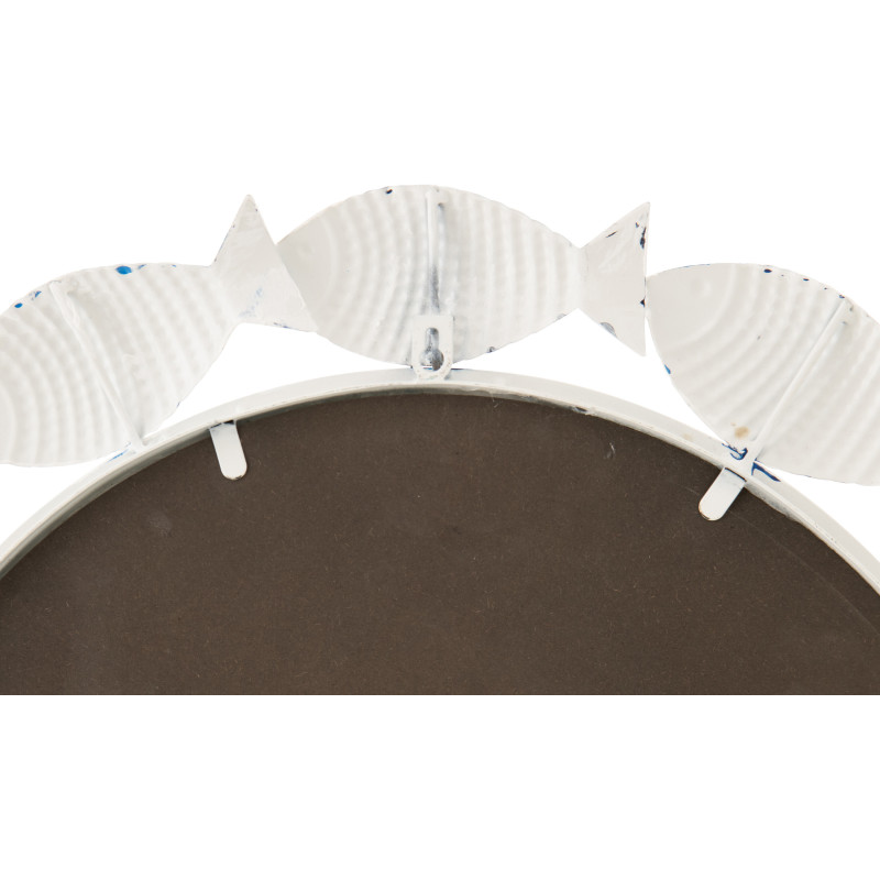 MIROIR MURAL POISSON FER BLANC (76x2,5x75,5cm) 