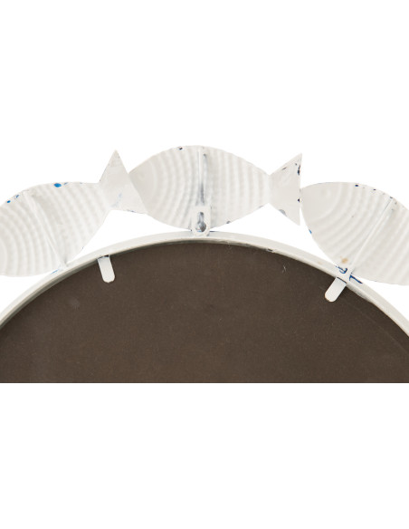 MIROIR MURAL POISSON FER BLANC (76x2,5x75,5cm) 