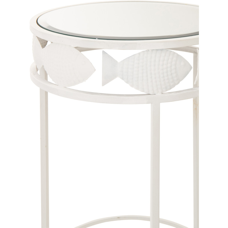 S/2 TABL APP POISS FER BLANC (38x38x59,4cm) 
