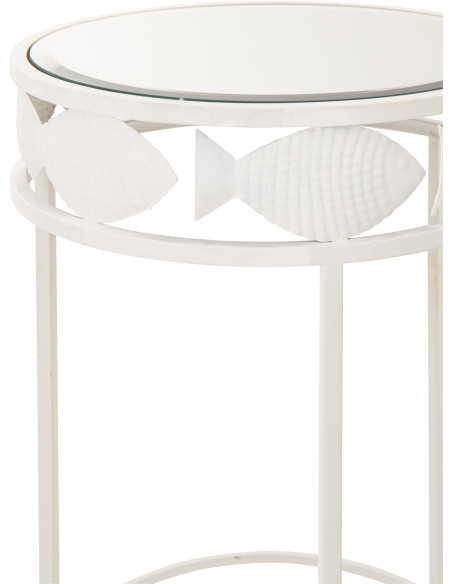 S/2 TABL APP POISS FER BLANC (38x38x59,4cm) 