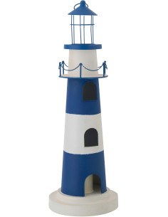 PHARE AVEC LUMIÈRE FER BL/BLA (27x27x84,3cm) 