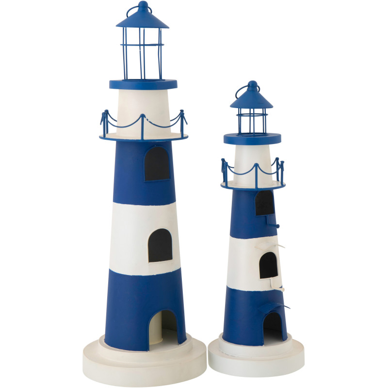 PHARE AVEC LUMIÈRE FER BL/BLA (27x27x84,3cm) 