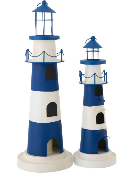 PHARE AVEC LUMIÈRE FER BL/BLA (27x27x84,3cm) 