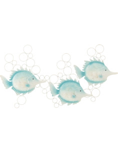 DECO MUR POISS BUL FER BL/BLA (78x5x41,9cm) 