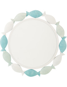 MIROIR POISSON FER BL/BLA (76x2,5x75,5cm) 