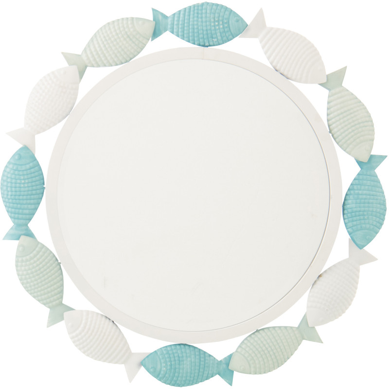 MIROIR POISSON FER BL/BLA (76x2,5x75,5cm) 