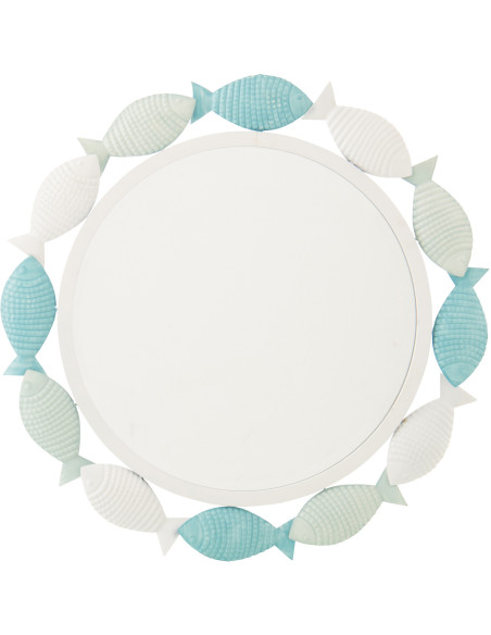 MIROIR POISSON FER BL/BLA (76x2,5x75,5cm) 