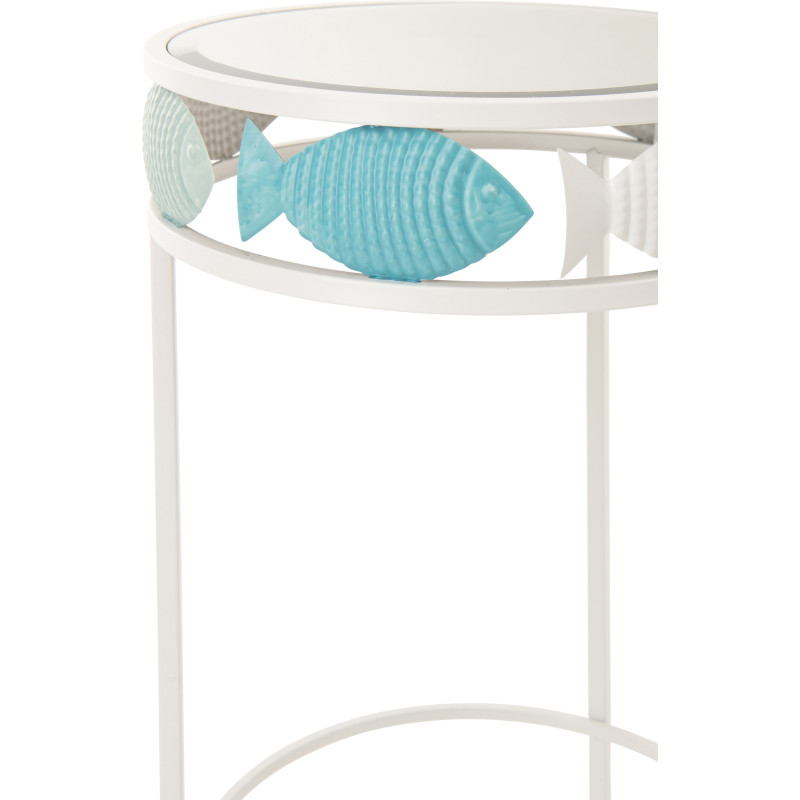 S/2 TABL APP POISS FER BL/BLA (38x38x59,4cm) 