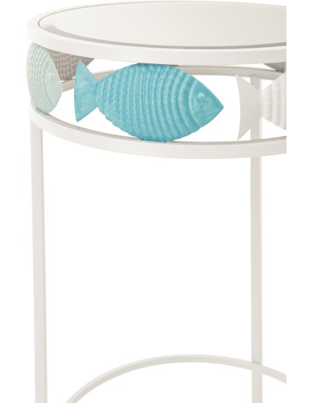 S/2 TABL APP POISS FER BL/BLA (38x38x59,4cm) 
