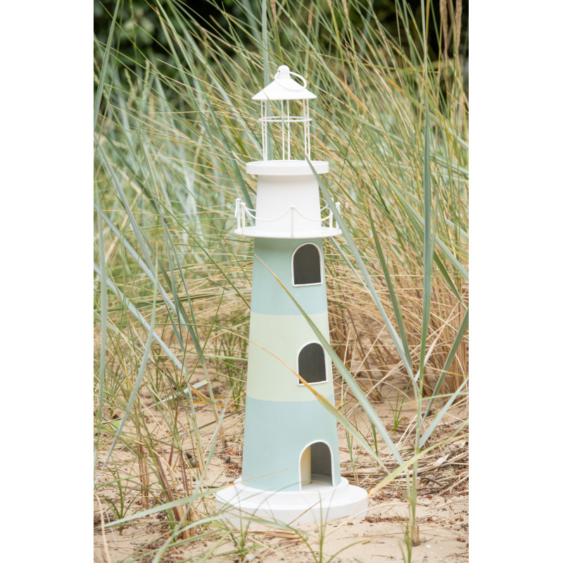 PHARE AVEC LUMIÈRE FER BL/BLA (27x27x84,3cm) 