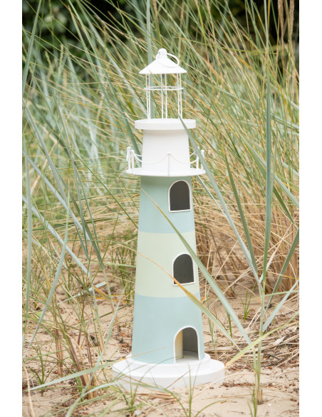 PHARE AVEC LUMIÈRE FER BL/BLA (27x27x84,3cm) 