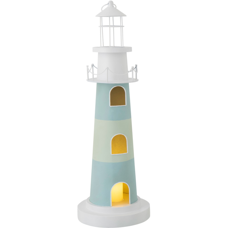 PHARE AVEC LUMIÈRE FER BL/BLA (27x27x84,3cm) 