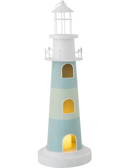 PHARE AVEC LUMIÈRE FER BL/BLA (27x27x84,3cm) 