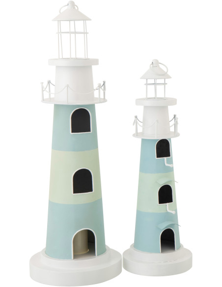 PHARE AVEC LUMIÈRE FER BL/BLA (27x27x84,3cm) 