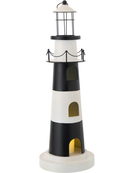 PHARE AVEC LUMIÈRE FER NOI/BLA (27x27x84,3cm) 
