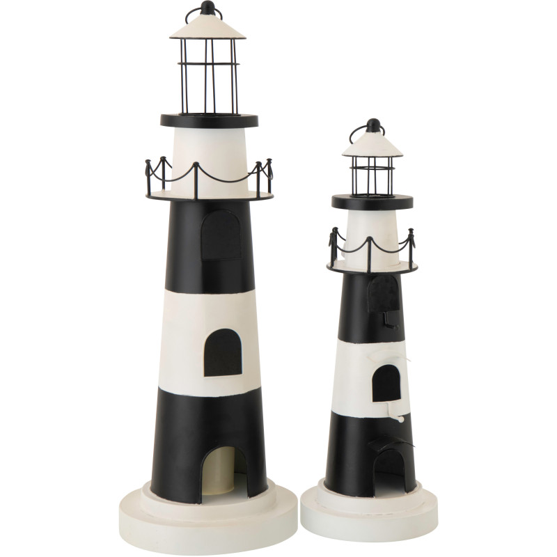 PHARE AVEC LUMIÈRE FER NOI/BLA (27x27x84,3cm) 