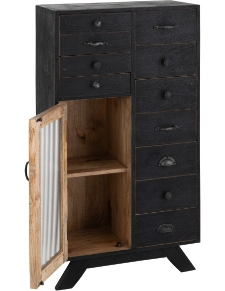 MEUBLE BOIS DE MANGUIER NOIR (62x30x110cm) 
