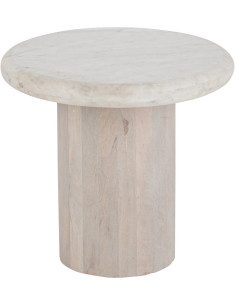 TABLE D'APPOINT RND MARB BLA S (46x46x42cm) 