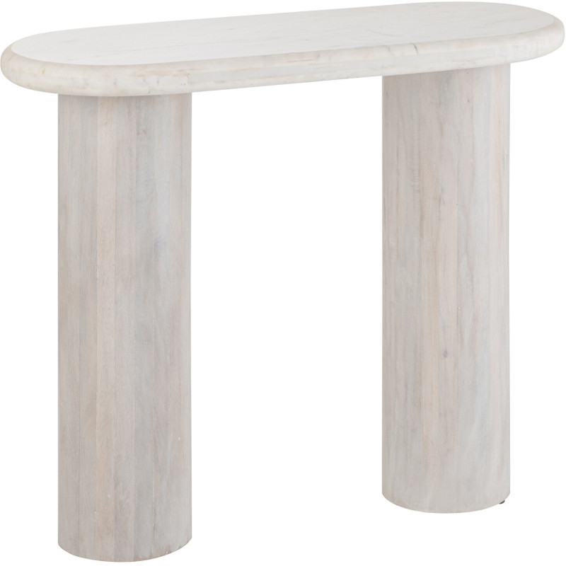 CONSOLE MARBRE BLANC CASSÉ (91x38x76cm) 