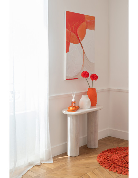 CONSOLE MARBRE BLANC CASSÉ (91x38x76cm) 