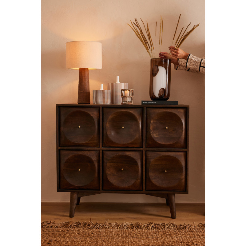 COMMODE CIRCLE DESIGN BOIS MAR (99x40x88cm) 