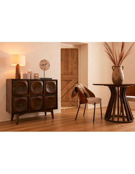 COMMODE CIRCLE DESIGN BOIS MAR (99x40x88cm) 