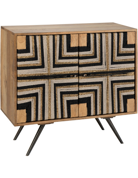 MEUB MOTIF FIL TISS BS NAT/NOI (92x41x82cm) 