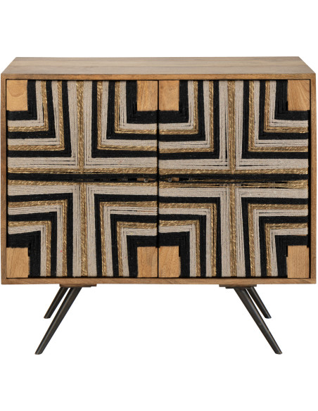 MEUB MOTIF FIL TISS BS NAT/NOI (92x41x82cm) 