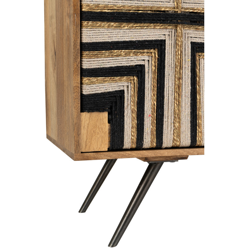 MEUB MOTIF FIL TISS BS NAT/NOI (92x41x82cm) 