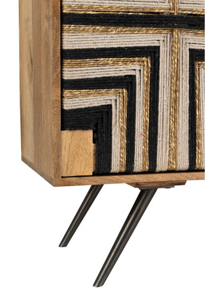 MEUB MOTIF FIL TISS BS NAT/NOI (92x41x82cm) 