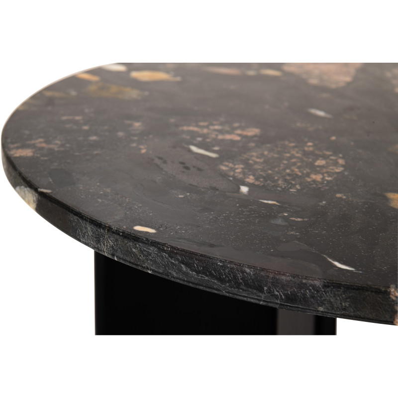 Table d'appoint design chic Ronde 50 cm Marbre Noir Pêche Bois de manguier Mathilde J-Line - 4