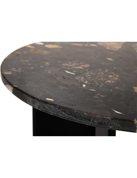 Table d'appoint design chic Ronde 50 cm Marbre Noir Pêche Bois de manguier Mathilde J-Line - 4