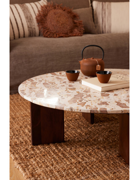 TABL BAS MATHILDE MARB NAT/BEI (90x90x30cm) 