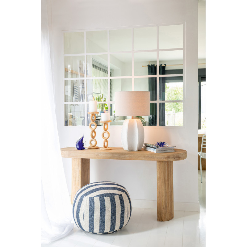 POUF LIGNÉ CONTREPLAQUÉ BL/BLA (61,5x61,5x45,5cm) 