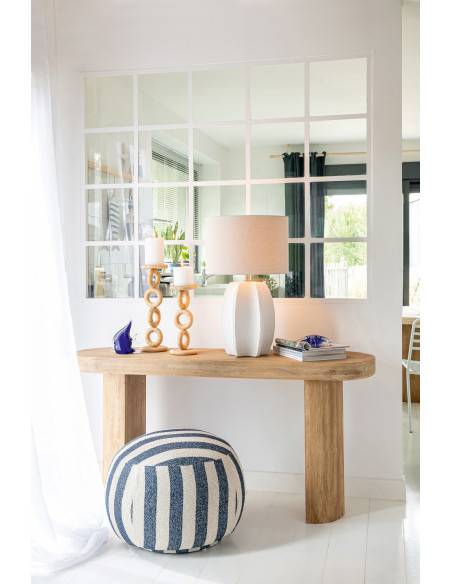 POUF LIGNÉ CONTREPLAQUÉ BL/BLA (61,5x61,5x45,5cm) 