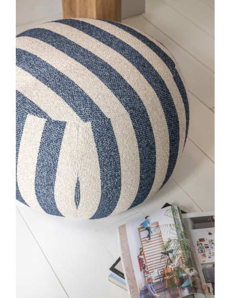 POUF LIGNÉ CONTREPLAQUÉ BL/BLA (61,5x61,5x45,5cm) 