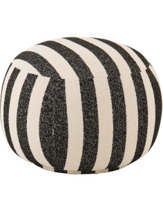 Pouf design bord de mer Rond 61 cm Tissu Noir Blanc crème...