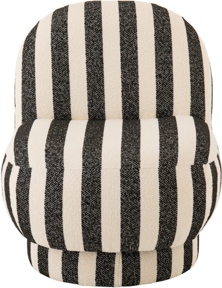 Fauteuil design bord de mer Tissu Noir Blanc crème Motif rayures Bois Lijnen