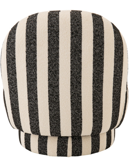 Fauteuil design bord de mer Tissu Noir Blanc crème Motif rayures Bois Lijnen