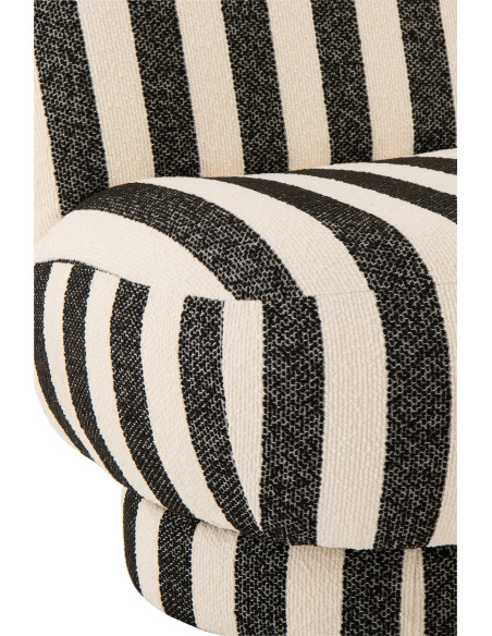 Fauteuil design bord de mer Tissu Noir Blanc crème Motif rayures Bois Lijnen