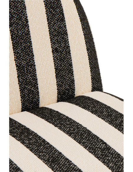 Fauteuil design bord de mer Tissu Noir Blanc crème Motif rayures Bois Lijnen
