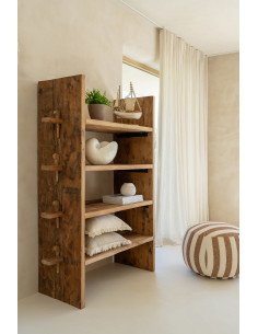 Étagère rustique chic 4 niveaux Bois de manguier Naturel Hugo J-Line - 1