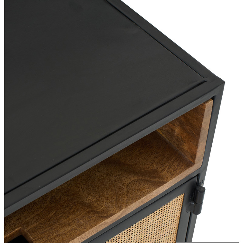 MEUB TV PANNEAU ROSEAU NOI/NAT (122x37x59cm) 