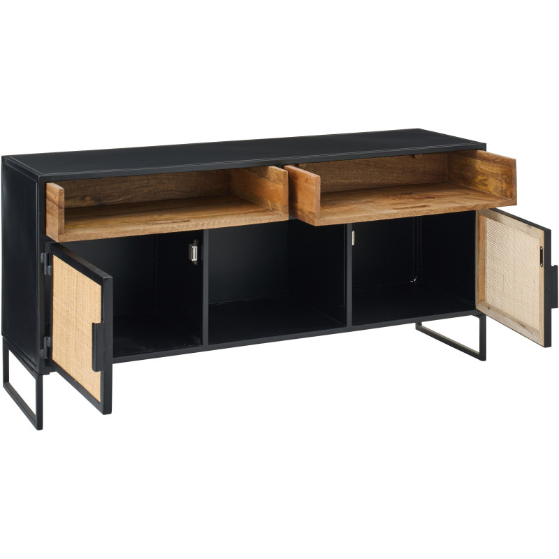 MEUB TV PANNEAU ROSEAU NOI/NAT (122x37x59cm) 