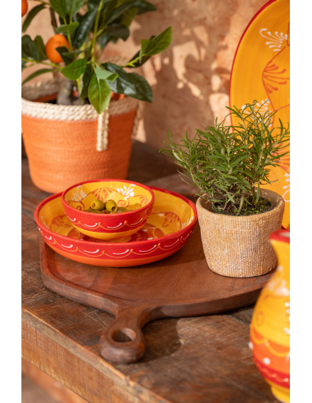 BOL CÉRAMIQUE ORANGE/ROUGE S (14x14x6,5cm) 