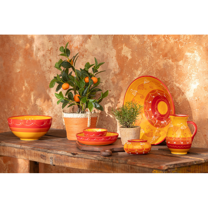 ASSIETTE PROFONDE CÉRAM OR/ROU (25x25x6cm) 