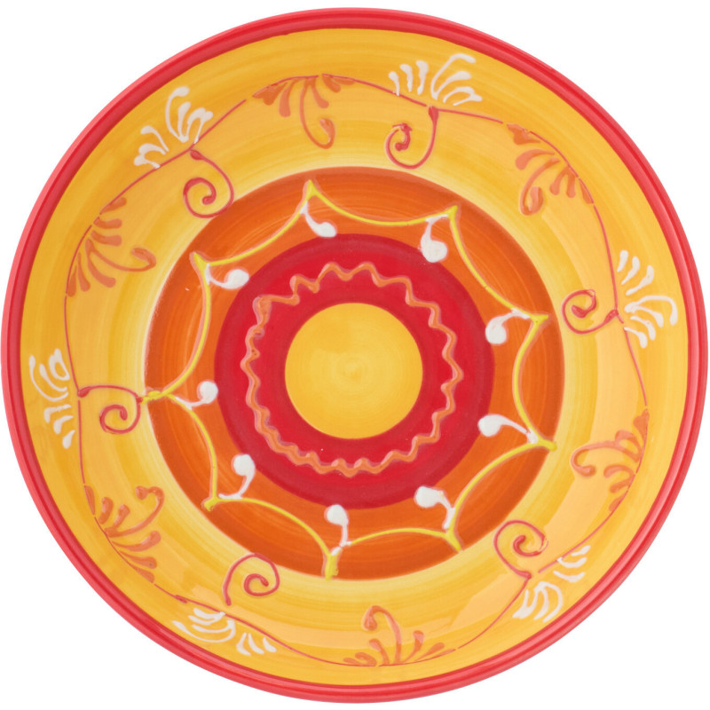 ASSIETTE PROFONDE CÉRAM OR/ROU (25x25x6cm) 