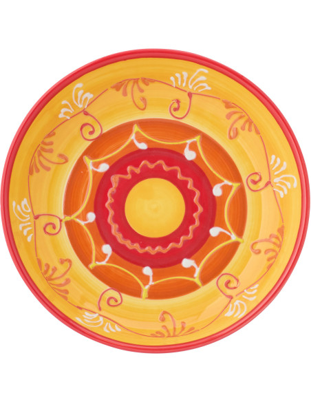 ASSIETTE PROFONDE CÉRAM OR/ROU (25x25x6cm) 