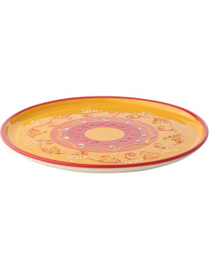 ASSIETTE CÉRAMIQUE OR/ROU (34x34x2,5cm) 